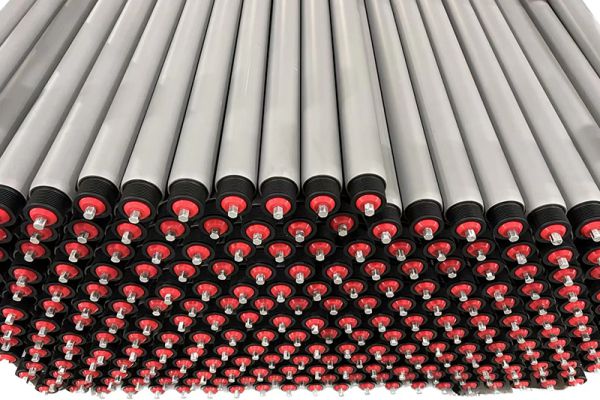 Poly-v belt driven conveyor roller